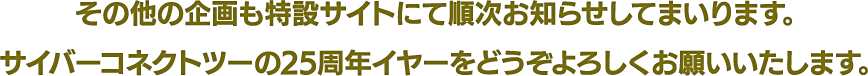 その他の企画についても特設サイトにて順次お知らせしてまいります。サイバーコネクトツーの25周年イヤーをどうぞよろしくお願いいたします。